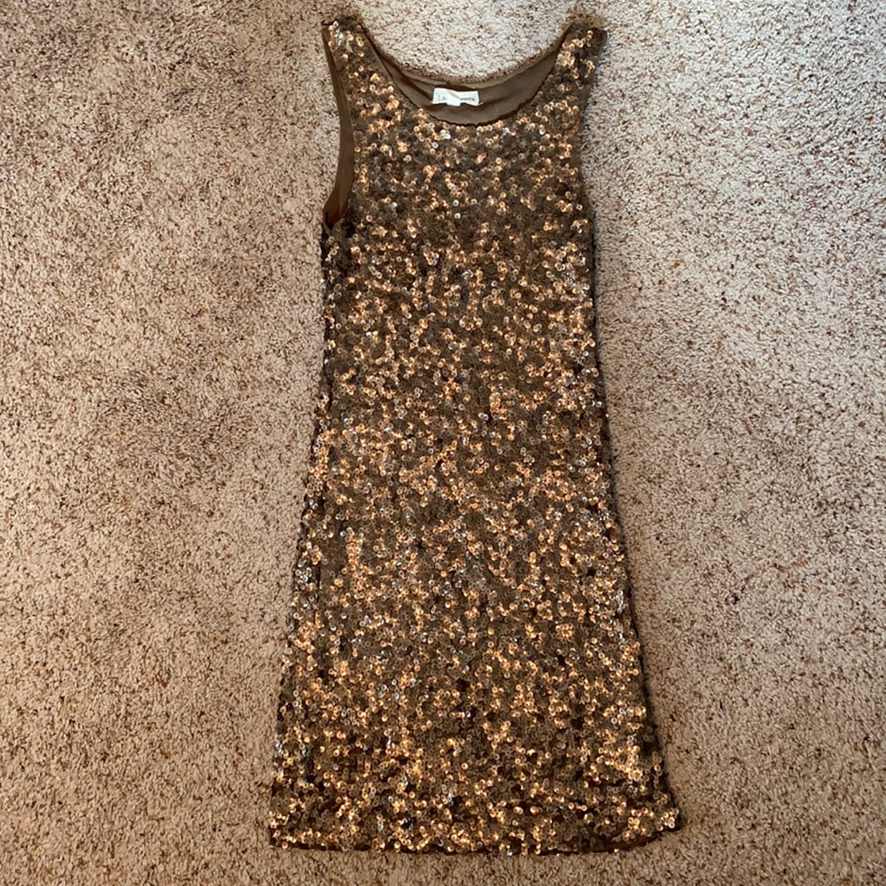 Sleeveless Short Gold Sequin Sparkle Dress